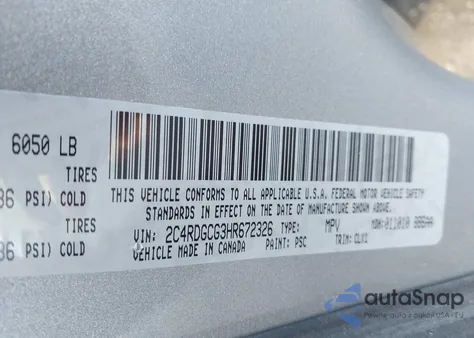 2017 Dodge Grand Caravan Sxt from USA, damaged, VIN 2C4RDGCG3HR672326